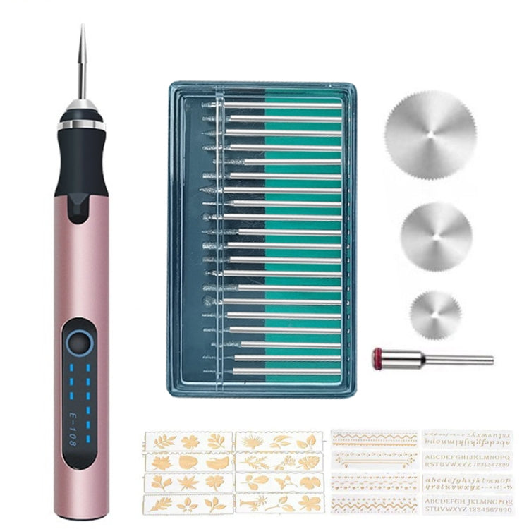 SNJ-3681 Mini Engraving Pen Wireless Polishing Electric Grinder, Style: Rose Gold+Grinding Head+Cutting Blade+Carving Stencil - Abrasive Tools & Accessories by buy2fix | Online Shopping UK | buy2fix