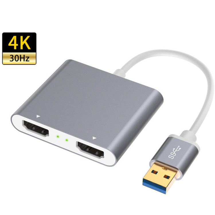 USB 3.0 To Dual HDMI High Definition Converter 4K USB Same Screen Extender(Grey) - Cable & Adapters by buy2fix | Online Shopping UK | buy2fix