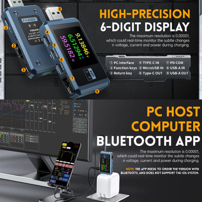 FNIRSI FNB48P USB Mobile Phone DC Power Charger Detector, Color: Bluetooth Blue -  by FNIRSI | Online Shopping UK | buy2fix
