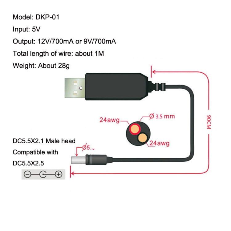 2pcs DC 5V To 12V USB Booster Cable Mobile Power Monitoring Power Cord - Power Cord by buy2fix | Online Shopping UK | buy2fix