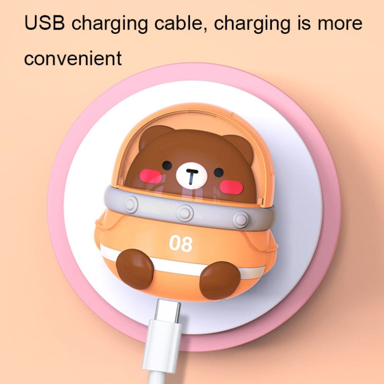 CS1327 Small USB Charging Cartoon Hanging Neck Fan Portable Leafless Silent Mini Fan(Bear) - Electric Fans by buy2fix | Online Shopping UK | buy2fix