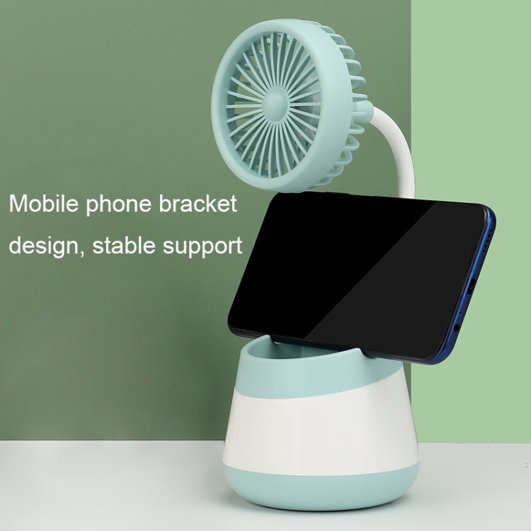 276A USB Charging Desktop Pen Holder Fan with Phone Holder Function Dormitory Portable Fan(Blue) - Electric Fans by buy2fix | Online Shopping UK | buy2fix