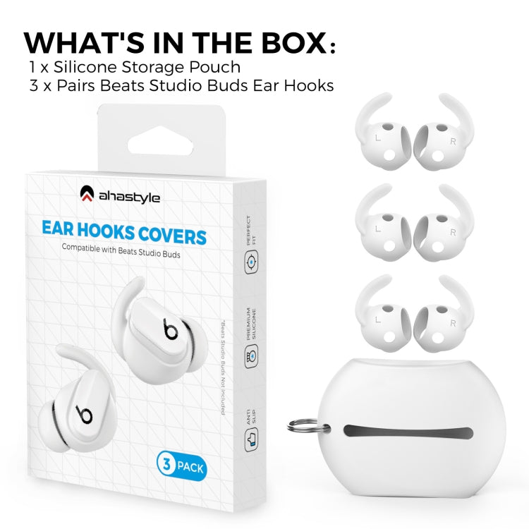 For Beats Studio Buds AhaStyle PT172 Earphone Silicone Ear Caps, Style: Earcap x 3+Case (White) - Anti-dust & Ear Caps by AhaStyle | Online Shopping UK | buy2fix