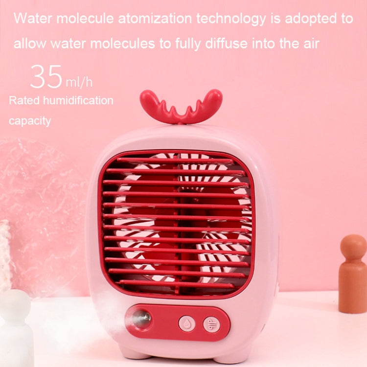 1315 Spray Humidification Hydrating Cartoon Fan USB Charging Desktop Fan(Deer Pink) - Electric Fans by buy2fix | Online Shopping UK | buy2fix