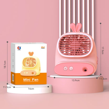 CS1319 Desktop Small Hydrating Spray Cartoon Fan Rechargeable Silent Humidifying Fan(Deer Pink) - Electric Fans by buy2fix | Online Shopping UK | buy2fix