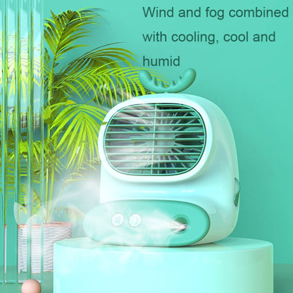 CS1319 Desktop Small Hydrating Spray Cartoon Fan Rechargeable Silent Humidifying Fan(Bunny Green) - Electric Fans by buy2fix | Online Shopping UK | buy2fix