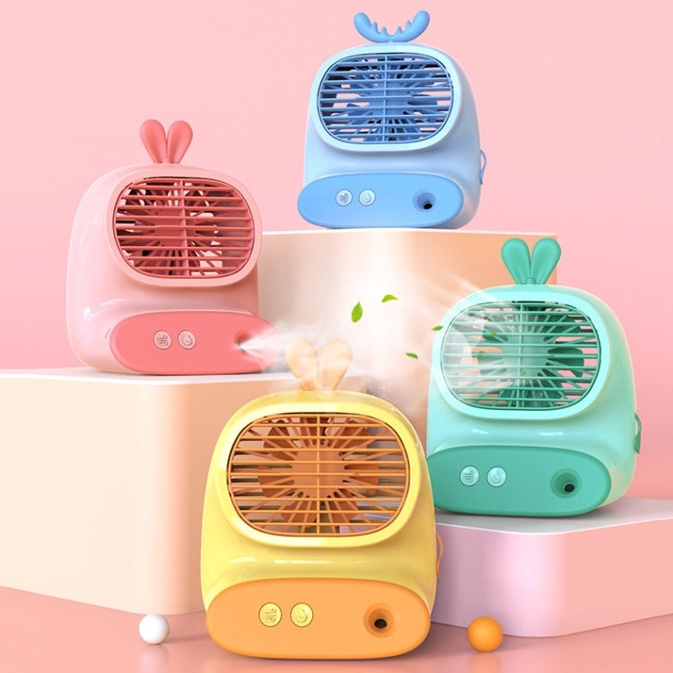 CS1319 Desktop Small Hydrating Spray Cartoon Fan Rechargeable Silent Humidifying Fan(Deer Green) - Electric Fans by buy2fix | Online Shopping UK | buy2fix