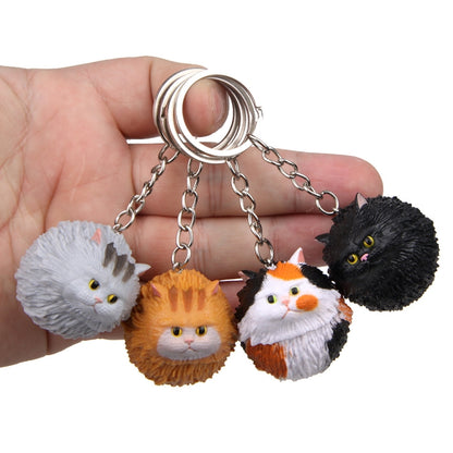 Round Little Tiger Cat Keychain Cartoon Key Ring Ornament(Gray) - Key Rings by buy2fix | Online Shopping UK | buy2fix