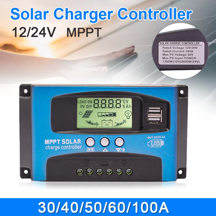 YCX-003 30-100A Solar Charging Controller with LED Screen & Dual USB Port Smart MPPT Charger, Model: 12/24/36/48/60V 40A - Others by buy2fix | Online Shopping UK | buy2fix