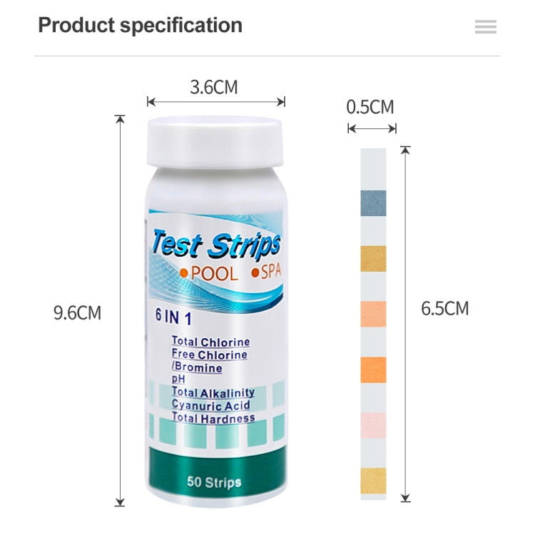 50pcs PH075 6 In 1 Residual Chlorine PH Water Quality Detector PH Test Paper - Air & Water Quality Tester by buy2fix | Online Shopping UK | buy2fix