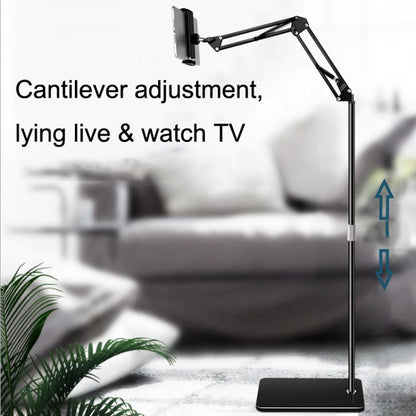 155cm Mobile Phone Tablet Live Broadcast Bedside Lifting Bracket Telescopic Floor Model (Black) - Lazy Bracket by buy2fix | Online Shopping UK | buy2fix