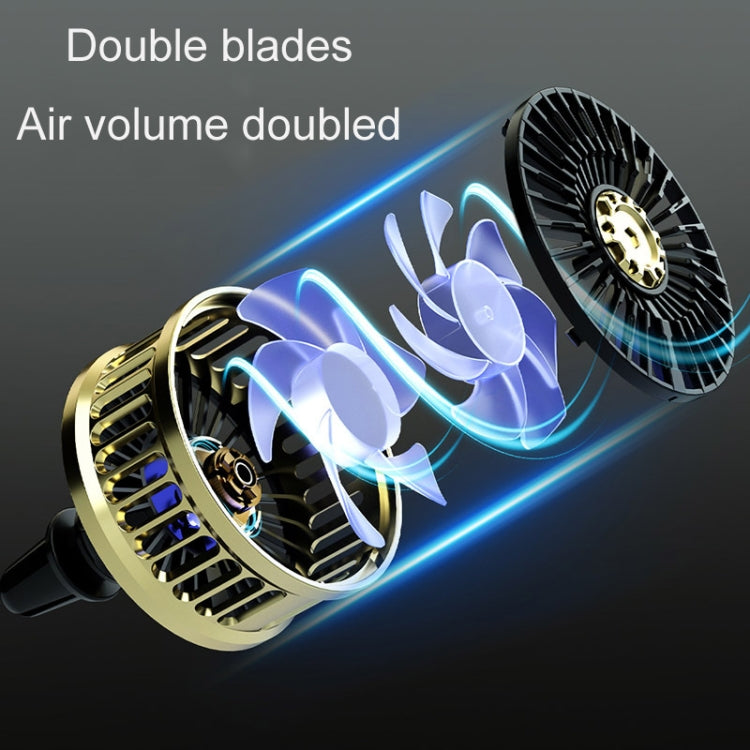 F210 Dual-Engine Car Air Outlet Base Dual-Purpose USB Fan(Gold) - Heating & Fans by buy2fix | Online Shopping UK | buy2fix