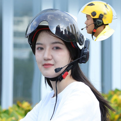 LX1 Motorcycle Half Helmet Waterproof Wireless 5.3 Bluetooth Headset, Version: English(Standard Blue) - Motorcycle Walkie Talkie by buy2fix | Online Shopping UK | buy2fix