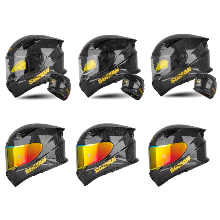 SOMAN Motorcycle Carbon Fiber Double Lens Thermal Safety Helmet, Size: XL(3K Solid Color REVO) - Helmets by SOMAN | Online Shopping UK | buy2fix