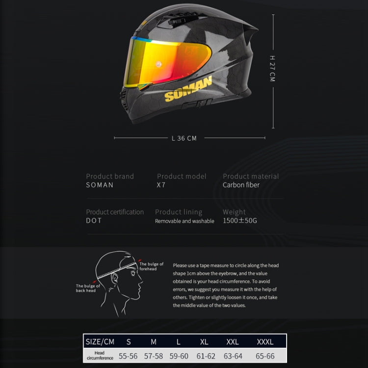 SOMAN Motorcycle Carbon Fiber Double Lens Thermal Safety Helmet, Size: M(Cheetah Print REVO) - Helmets by SOMAN | Online Shopping UK | buy2fix