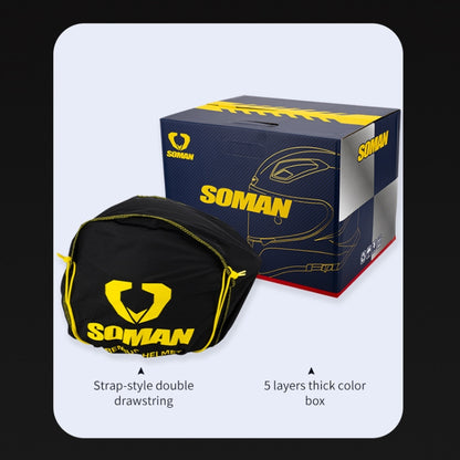 SOMAN Four Seasons Full Cover Motorcycle Helmet, Size: XXL(Snake Carbon Fiber Black) - Helmets by SOMAN | Online Shopping UK | buy2fix