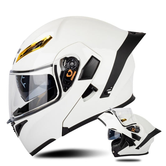 SOMAN Motorcycle Dual Lens Riding Peel-Off Full Coverage Helmet, Size: M(Pearl White) - Helmets by SOMAN | Online Shopping UK | buy2fix