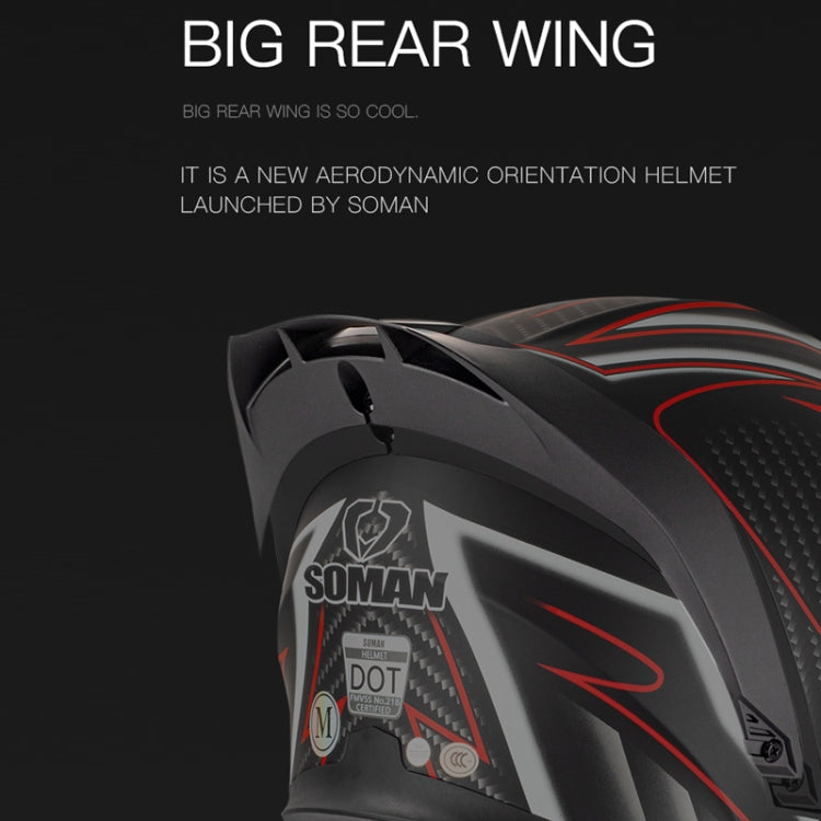 SOMAN Motorcycle Dual Lens Riding Peel-Off Full Coverage Helmet, Size: L(Bright Black White) - Helmets by SOMAN | Online Shopping UK | buy2fix