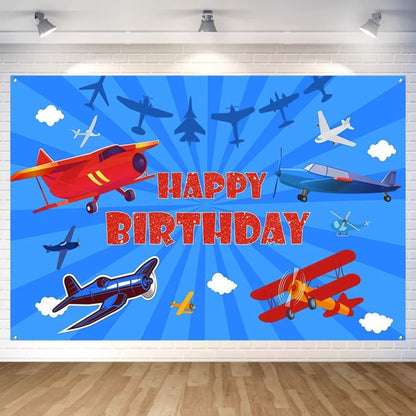 180x120cm Airplane Theme Birthday Background Cloth Children Birthday Party Decoration Photography Background -  by buy2fix | Online Shopping UK | buy2fix