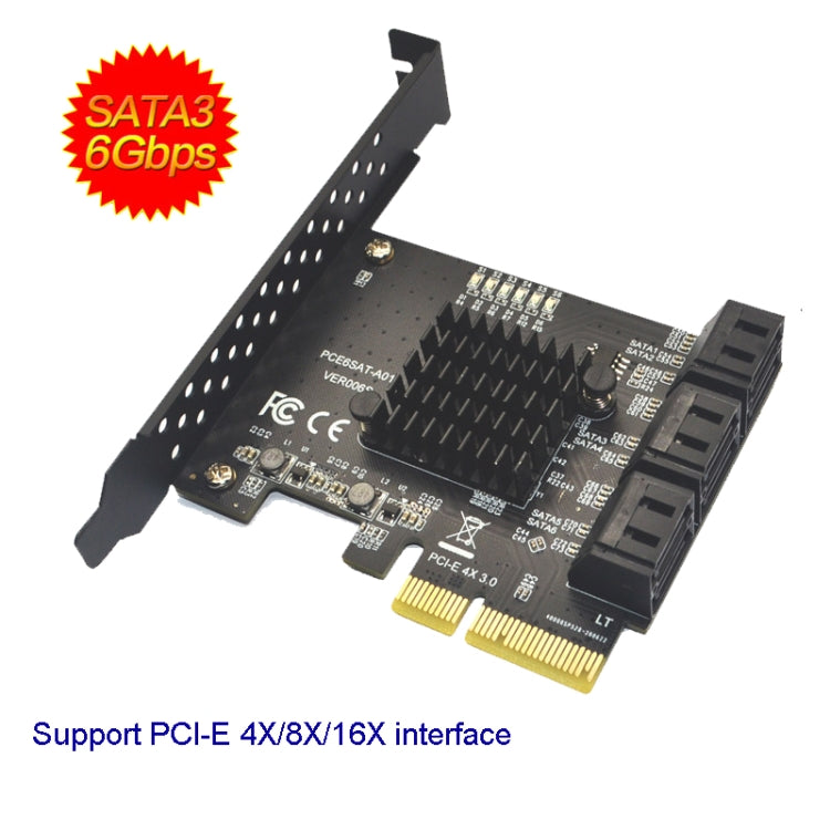 PCIE 1X To 10 Port  SATA 3.0 Adapter Expansion Card ASMedia ASM1166 Converter - Add-on Cards by buy2fix | Online Shopping UK | buy2fix