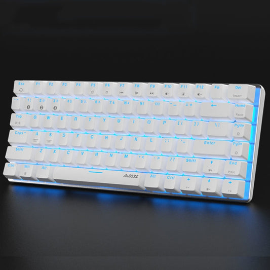 Ajazz AK33 82 Keys Bluetooth 5.0/Wired Dual Mode Red Shaft Mechanical Keyboard Blue Light (White) - Wired Keyboard by Ajazz | Online Shopping UK | buy2fix