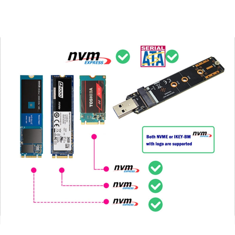 USB3.1 10Gbps GEN2 To NVME SATA Dual Protocol M.2 SSD Riser Card - Add-on Cards by buy2fix | Online Shopping UK | buy2fix