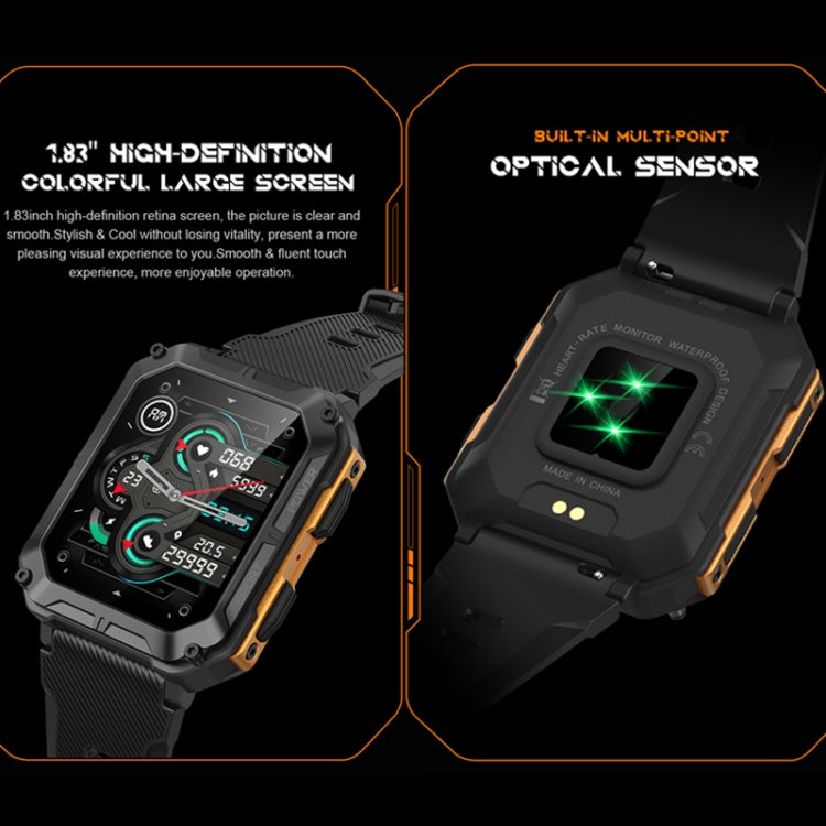 1.83 Inch IP68 Waterproof Bluetooth Call Sports Smart Watch Outdoor Three-Proof Multifunctional Watch(Orange) - Smart Watches by buy2fix | Online Shopping UK | buy2fix