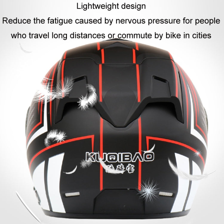 KUQIBAO Motorcycle Smart Bluetooth Sun Protection Double Lens Safety Helmet, Size: XXL(White Phantom Fiber+Gray Tail) - Helmets by KUQIBAO | Online Shopping UK | buy2fix