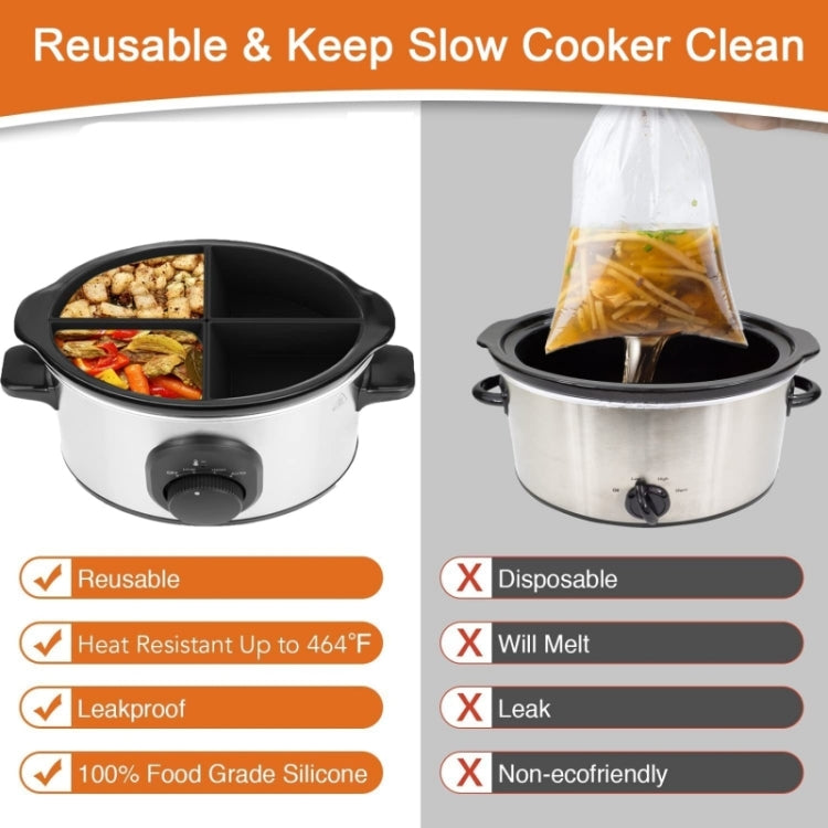 For Crockpot 6QT Slow Cooker Silicone Liners Divider Reusable Leak Proof Mats, Spec: Gray 3 Compartments - Kitchen Machine Accessories by buy2fix | Online Shopping UK | buy2fix