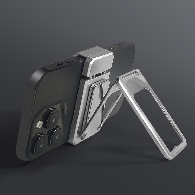 Back Clip Double Ring Magnetic Metal Folding Phone Bracket Desktop Lazy Ring Phone Holder(Black) - Ring Holder by buy2fix | Online Shopping UK | buy2fix
