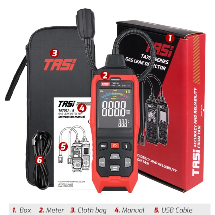 TASI TA702A Simulation Bar Display Cumbelo Gas Detector Portable Gas Testing Instrument Natural Gas Discovery Detective - Gas Monitor by TASI | Online Shopping UK | buy2fix