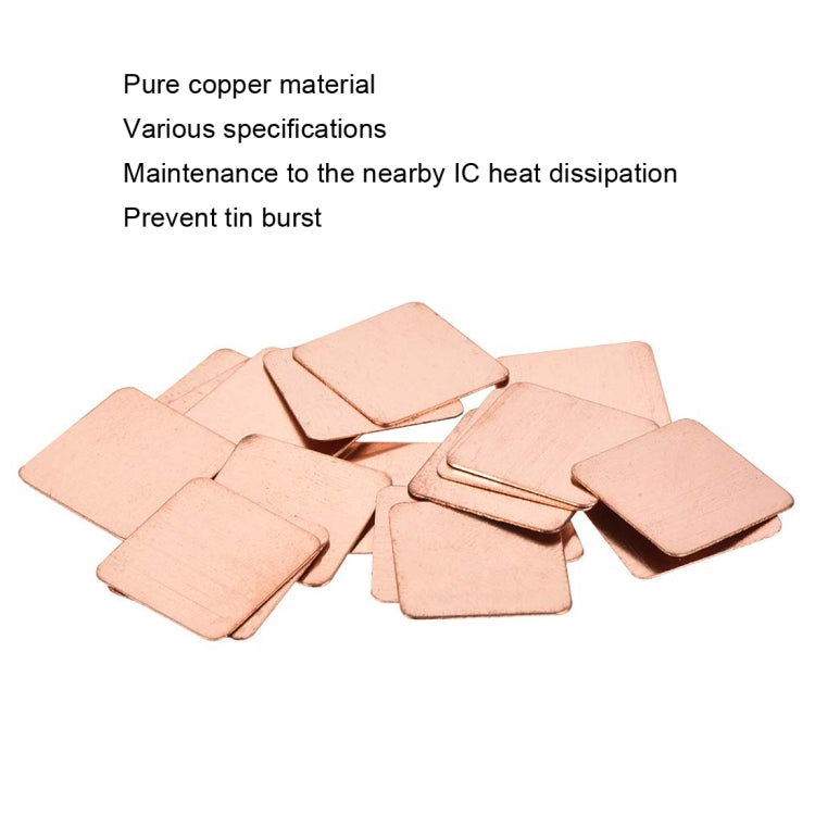 20pcs Laptop Cooling Copper Heat Sink Thermal Conductive Tabs Cell Phone Computer Graphics Card Heat Sinks 15x15x1.2mm - Others by buy2fix | Online Shopping UK | buy2fix