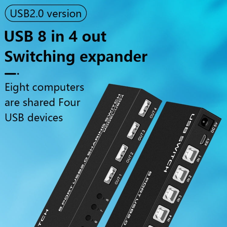 FJGEAR FJ-U804 8 In 4 Out USB2.0 Sharing Switch Extender - Switch by FJGEAR | Online Shopping UK | buy2fix