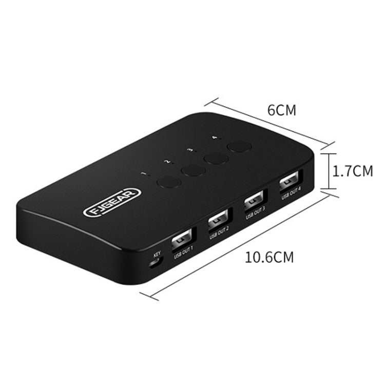 FJGEAR FJ-U404 USB2.0 4 In 4 Out Sharing Switcher With Controller - Switch by FJGEAR | Online Shopping UK | buy2fix