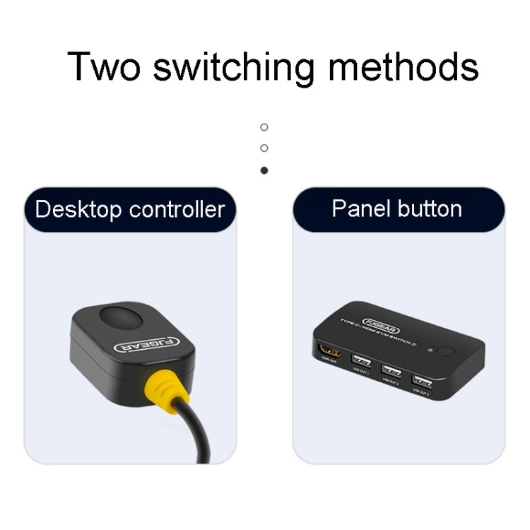 FJGEAR FJ-TYH201 Type-C / HDMI KVM Switch With Desktop Controller - Switch by FJGEAR | Online Shopping UK | buy2fix