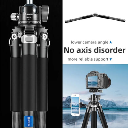 BEXIN RC254+LH-28 Carbon Fiber Portable Folding Tripod SLR Camera Low Gravity Center Gimbal Photography Bracket - Tripods by BEXIN | Online Shopping UK | buy2fix