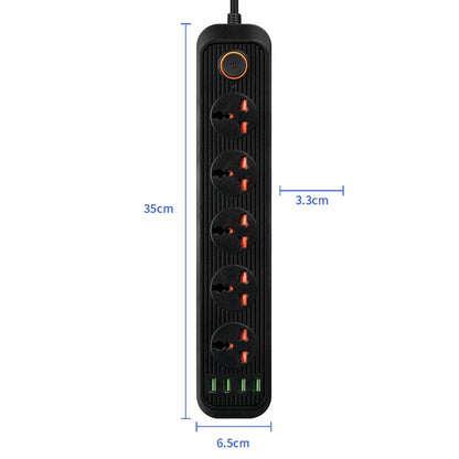 A03 2m 3000W 5 Plugs + 4-USB Ports Multifunctional Flame-retardant Socket with Switch(US Plug) - Extension Socket by buy2fix | Online Shopping UK | buy2fix