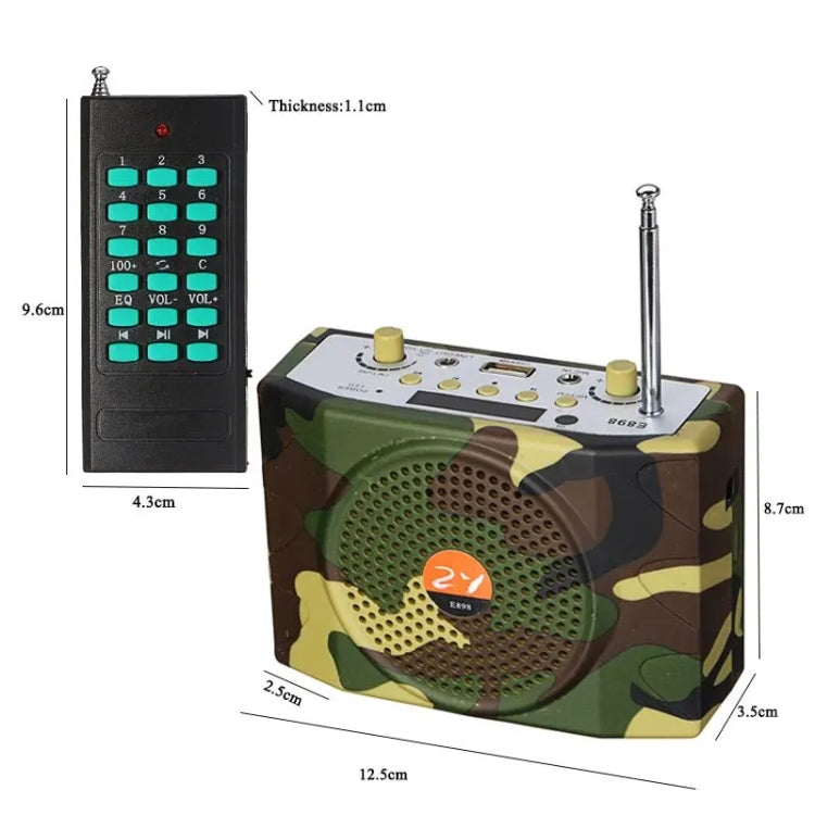 25W  Bluetooth Voice Amplifier Bird Hunting Speaker Supports USB/TF/FM 1000m Remote Control EU Plug(Camouflage) - Midrange Speaker & Frequency Divider by buy2fix | Online Shopping UK | buy2fix