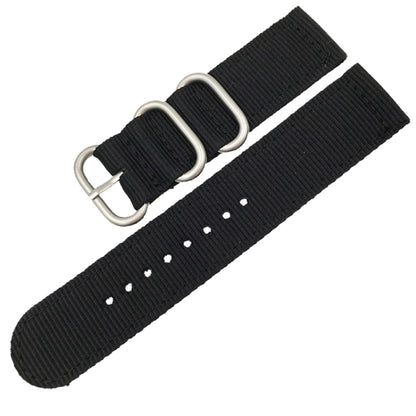 Washable Nylon Canvas Watchband, Band Width:20mm(Black with Silver Ring Buckle) - Watch Accessories & Parts by buy2fix | Online Shopping UK | buy2fix