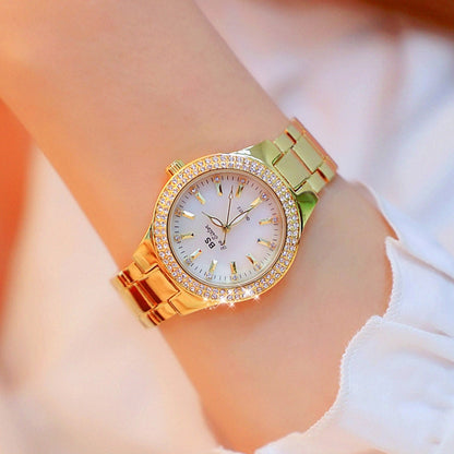 BS bee sister FA1258 Women Round Case Diamond Alloy Strap Watch(Interval Gold) - Metal Strap Watches by BS Bee Sister | Online Shopping UK | buy2fix