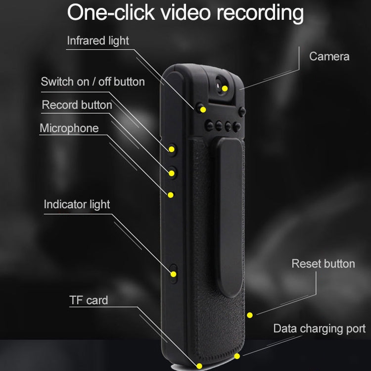 B18 Back Clip Design 1080P HD Camera Recording Pen, Support Motion Detection / Infrared Night Vision /180 Degrees Rotation Camera / TF Card (Black) - Security by buy2fix | Online Shopping UK | buy2fix