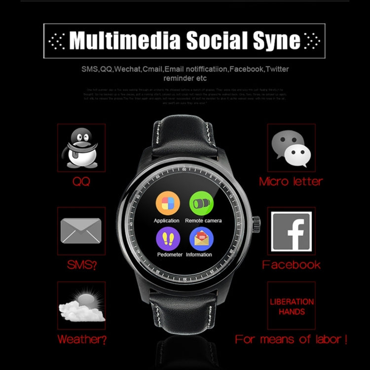 DOMINO DM365 1.33 inch On-cell IPS Full View Capacitive Touch Screen MTK2502A-ARM7 Bluetooth 4.0 Smart Watch Phone, Support Facebook / Whatsapp / Raise to Bright Screen / Flip Hand to Switch Interface ... tor / Anti-lost / Remote Camera, 128MB+64MB(Black) - Smart Wear by DOMINO | Online Shopping UK | buy2fix