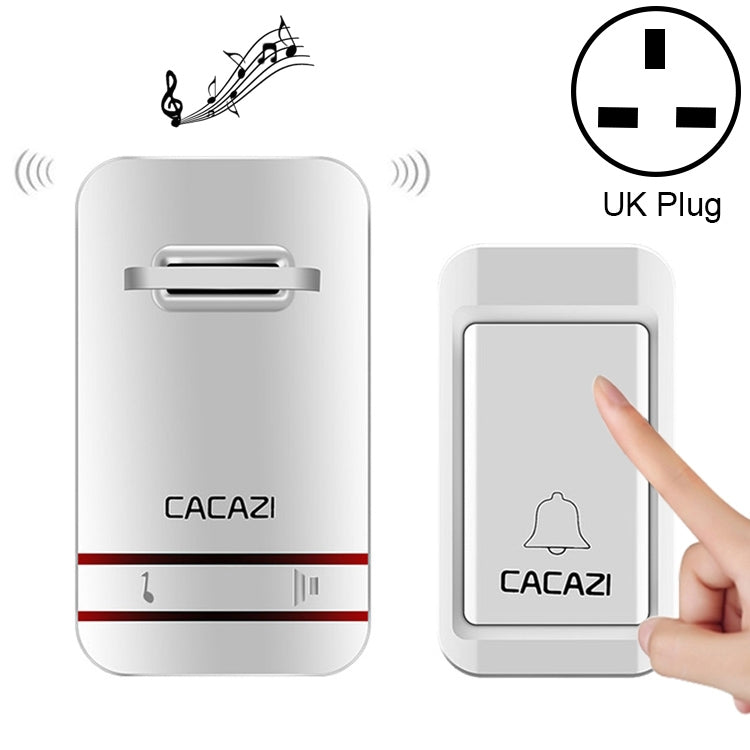 CACAZI V027G One Button One Receivers Self-Powered Wireless Home Kinetic Electronic Doorbell, UK Plug - Wireless Doorbell by CACAZI | Online Shopping UK | buy2fix