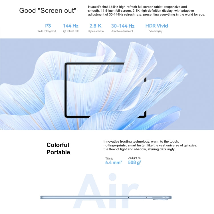 HUAWEI MatePad Air 11.5 inch WIFI DBY2-W00 8GB+128GB, HarmonyOS 3.1 Qualcomm Snapdragon 888 Octa Core, Support Dual WiFi / BT / GPS, Not Support Google Play(Blue) - Huawei by Huawei | Online Shopping UK | buy2fix