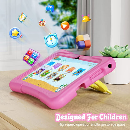 Pritom K7 Pro Kids Education Tablet PC, 7.0 inch, 2GB+32GB, Android 11 Allwinner A100 Quad Core CPU, Support 2.4G WiFi / Bluetooth / Dual Camera, Global Version with Google Play, US Plug(Pink) -  by PRITOM | Online Shopping UK | buy2fix