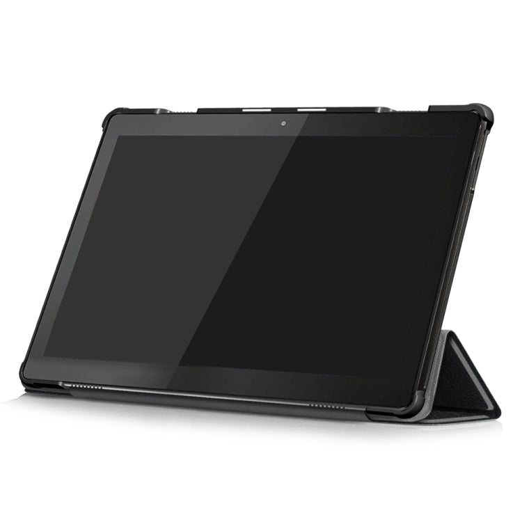 3-folding Custer Texture Deformation Flip Leather Case for Lenovo Tab M10 TB-X605F / X505F(Black) - For Lenovo by buy2fix | Online Shopping UK | buy2fix