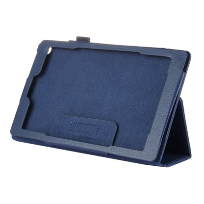 For Amazon Kindle Fire HD8 (2017) Litchi Texture Horizontal Flip Leather Case with Holder(Dark Blue) - Mobile Accessories by buy2fix | Online Shopping UK | buy2fix