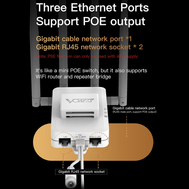 VONETS VAR600-H 600Mbps Wireless Bridge WiFi Repeater, With 4 Antennas + DC Adapter Set - Wireless Routers by VONETS | Online Shopping UK | buy2fix