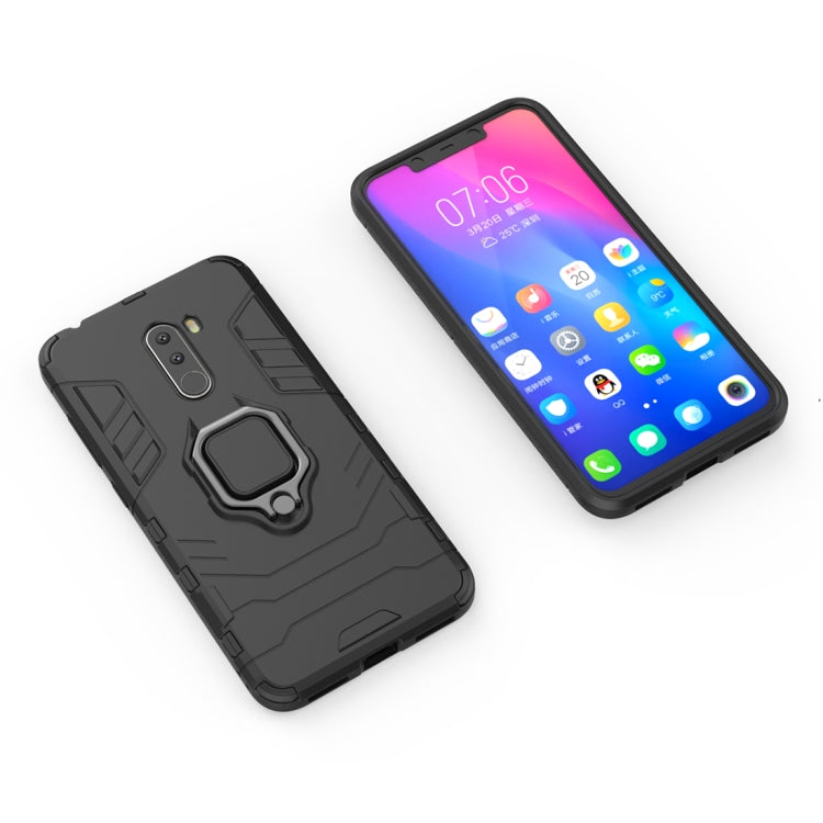 PC + TPU Shockproof Protective Case with Magnetic Ring Holder for Xiaomi Pocophone F1(Black) - Xiaomi Accessories by buy2fix | Online Shopping UK | buy2fix