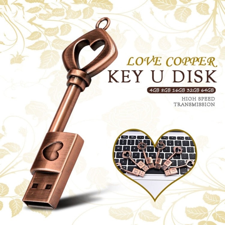 MicroDrive 4GB USB 2.0 Copper Love Key U Disk - Computer & Networking by MicroDrive | Online Shopping UK | buy2fix